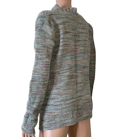 J. Jill Sweater Knit Pullovers Green & Rainbow Marled V-neck Pullover Sweater - Picture 4 of 10